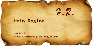 Hain Regina névjegykártya
